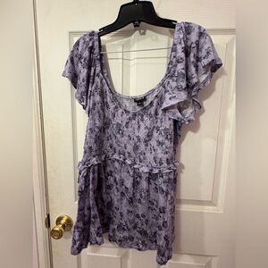 Torrid smocked Purple Floral Blouse 1x